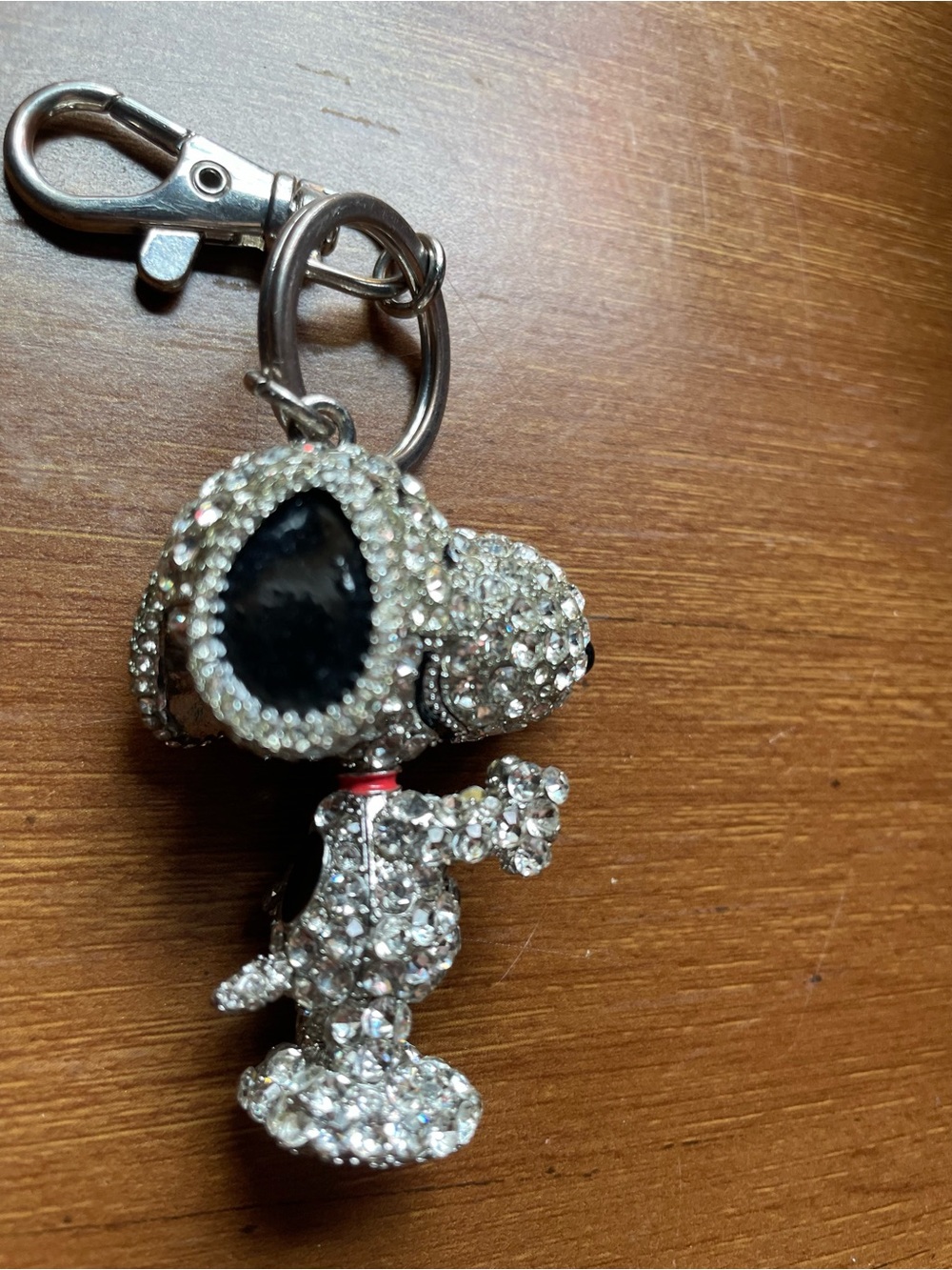 Crystal Pave Peanuts Snoopy Keychain Charm - Clear Rhinestones - Picture 2 of 7